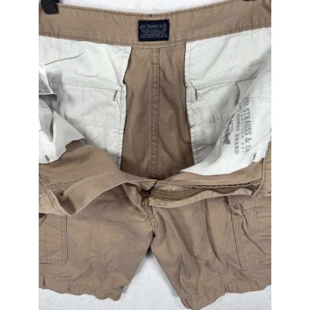 Levi Strauss & Co Mens Cargo Shorts Tan Khaki Cotton Twill Multi Pocket 35x9